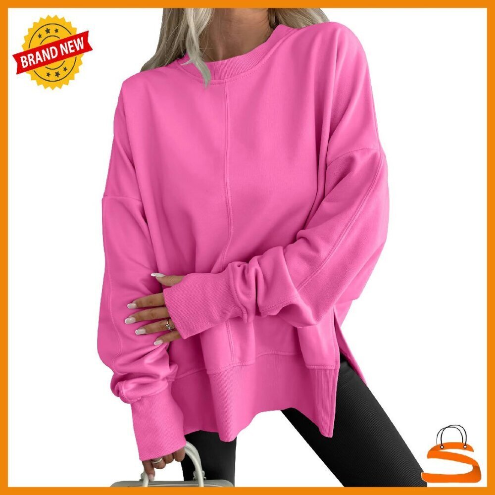 Oversized Thumbhole Hoodie Sweatshirt Women's Pullover Side Slit Top